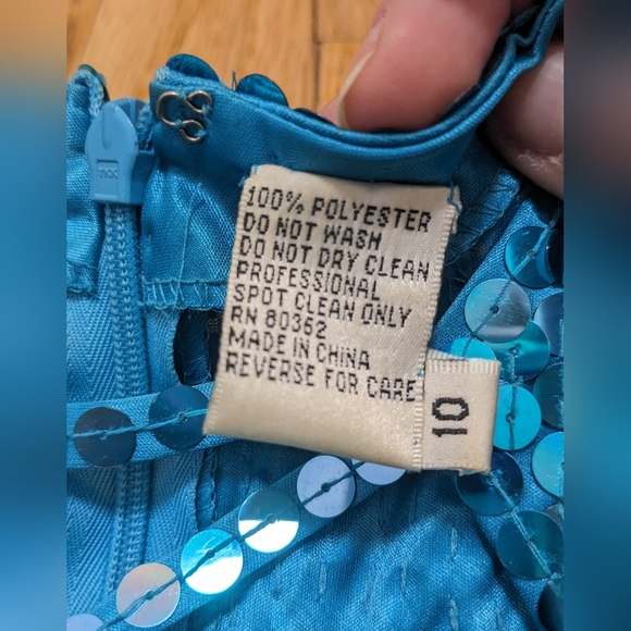 Niteline Vintage Blue Sequin Evening Cocktail Clubbing Mini Dress sz 10 - Picture 6 of 12